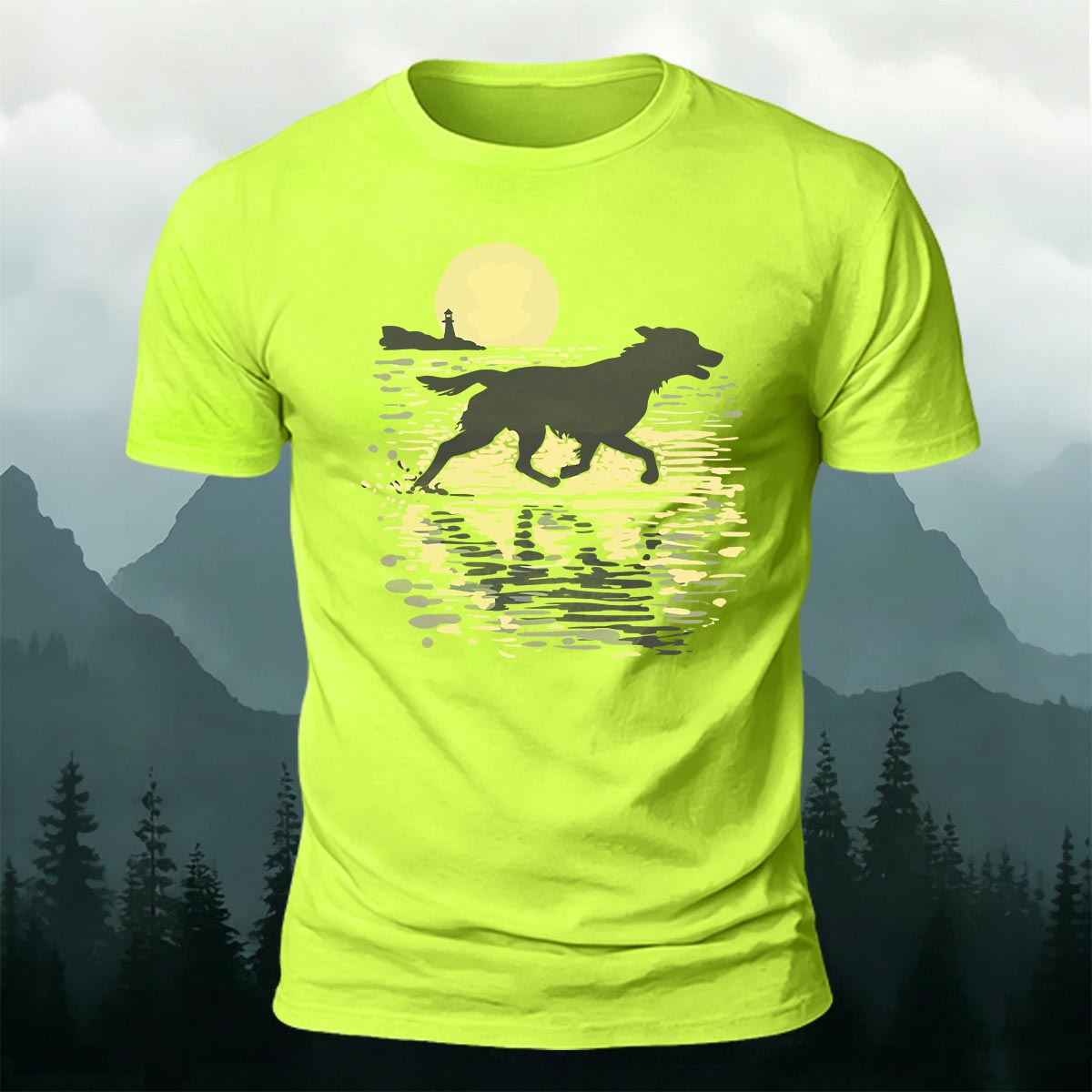 Wolf Running at Sunset Art Print Casual Cotton T-Shirt NG