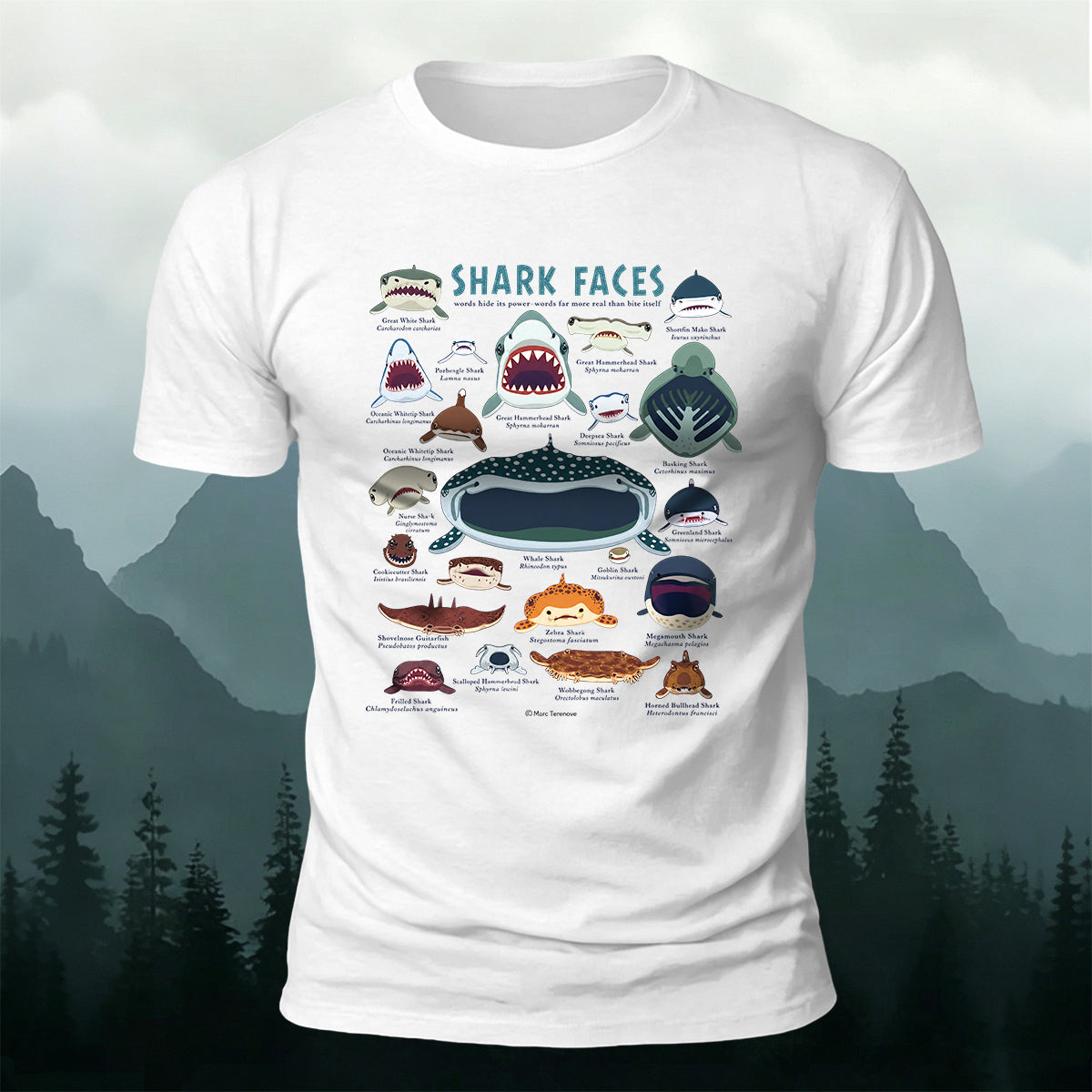 Marine Animal Cartoon Print Outdoor Casual Cotton T-Shirt