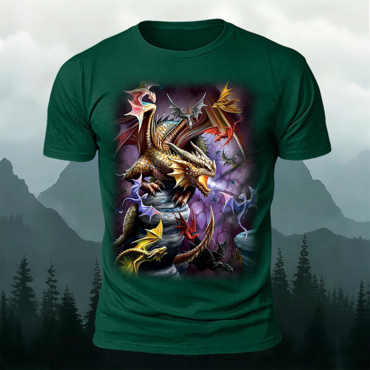Western Dragon Fantasy Art Breathable Cotton T-Shirt
