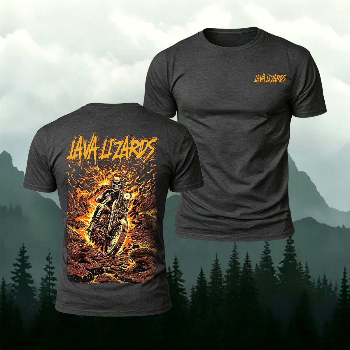 Black Metal-Style Print Casual Cotton T-Shirt
