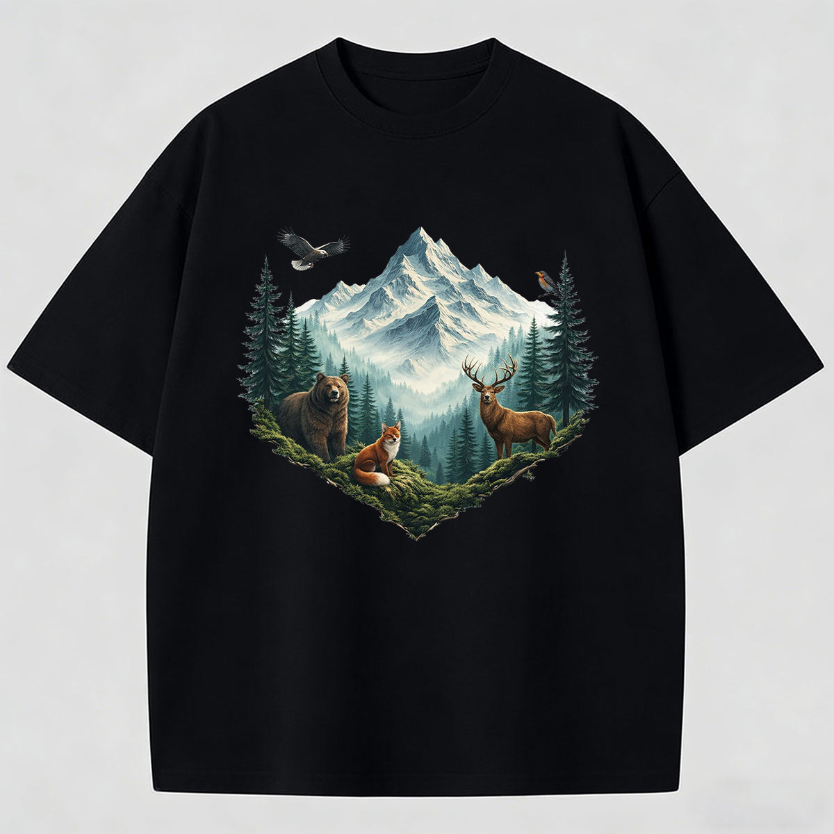 Artistic Landscape Print Men's Cotton Tee