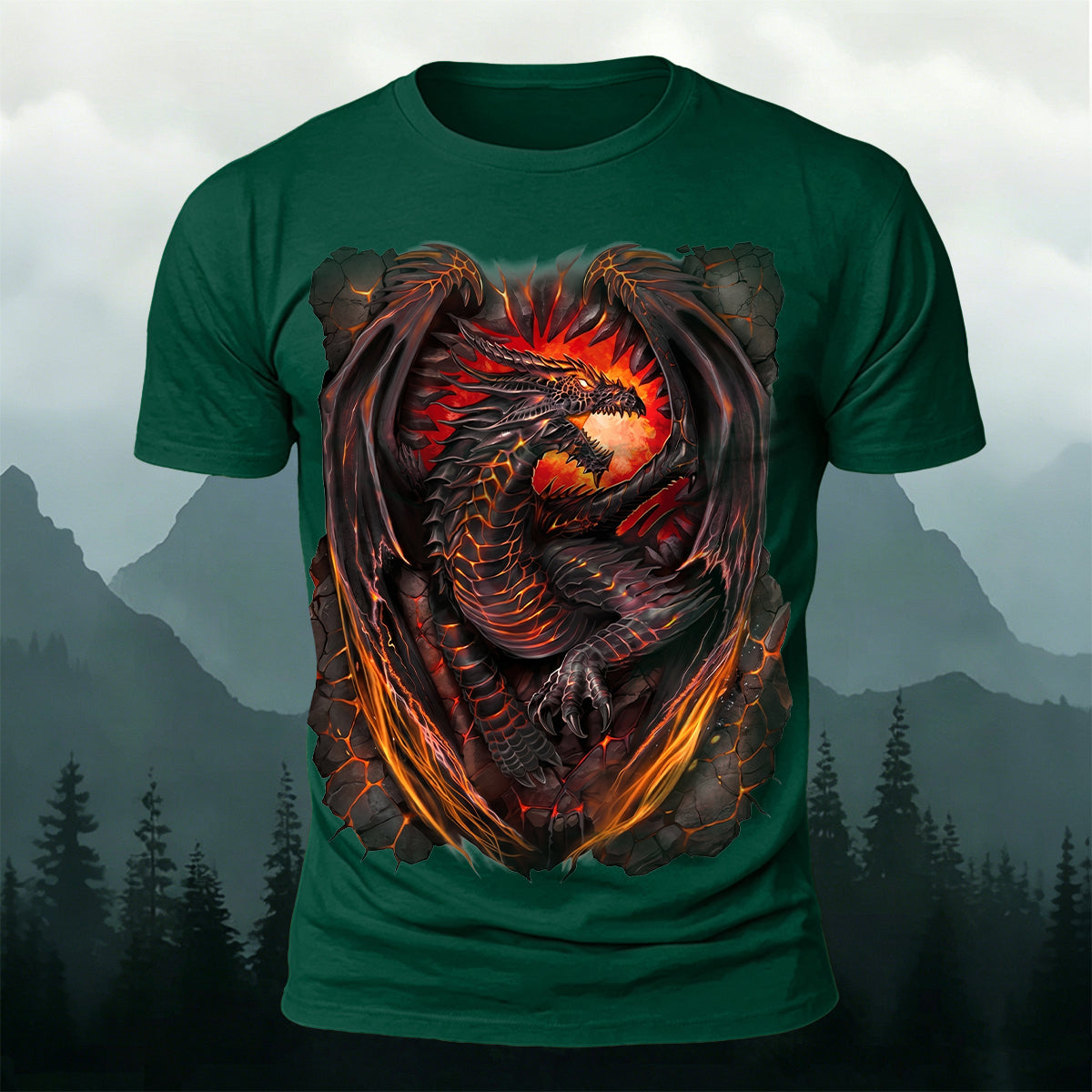Retro Evil Dragon Print Casual Comfortable T-Shirt