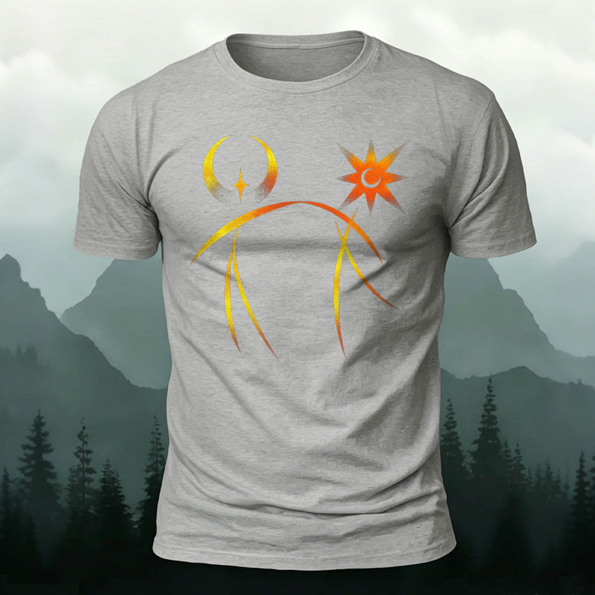 Line Sun Moon Fashion Casual Breathable T-Shirt