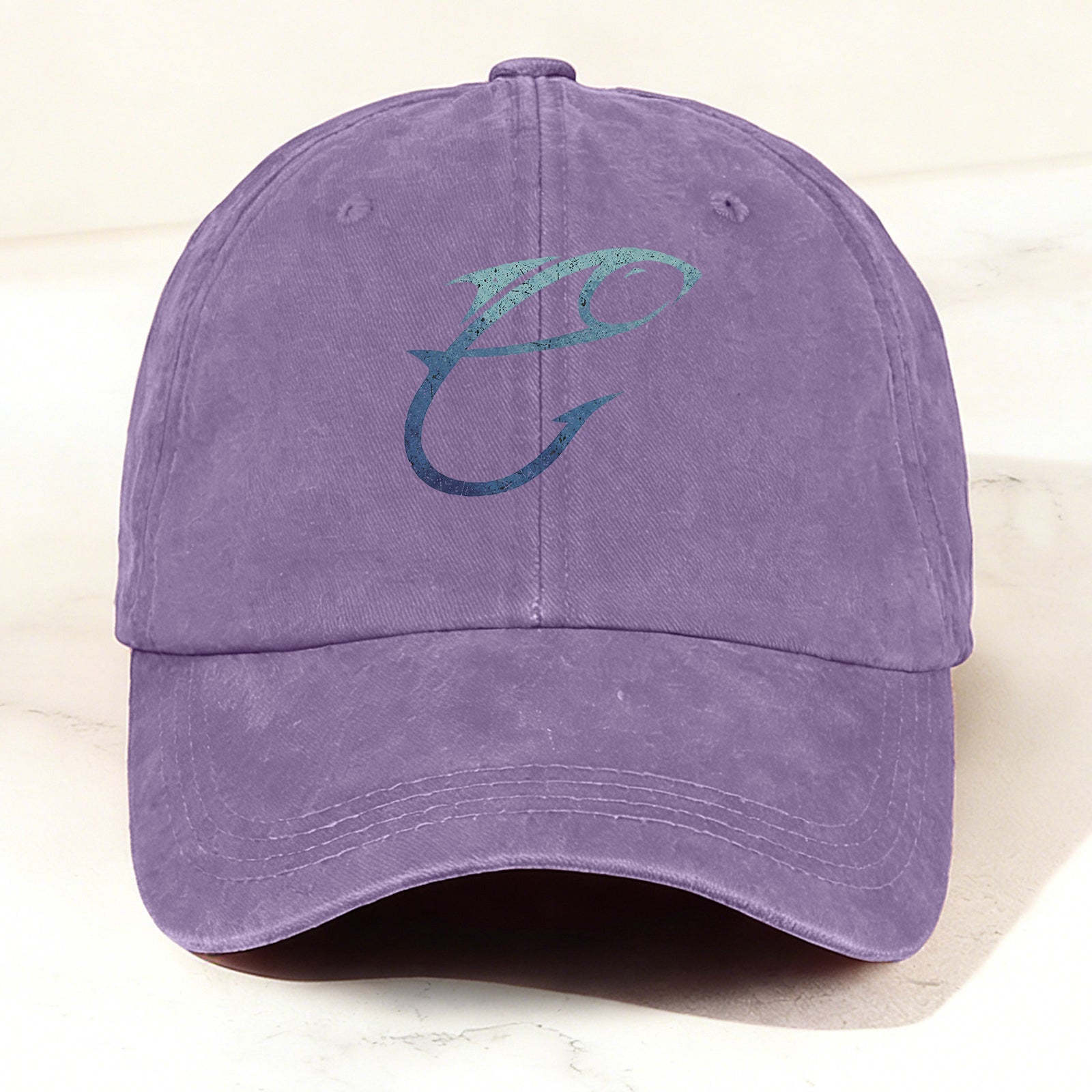 Minimalist and Creative Fishing-Themed Casual Washed Duck Bill Cap