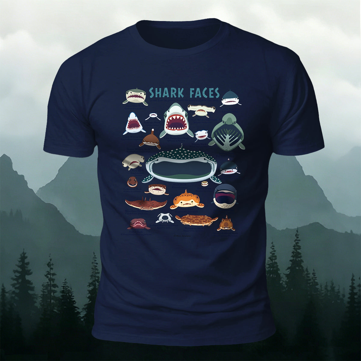 Marine Animal Cartoon Print Outdoor Casual Cotton T-Shirt
