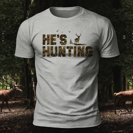 Premium Cotton He's Hunting Printed T-Shirt