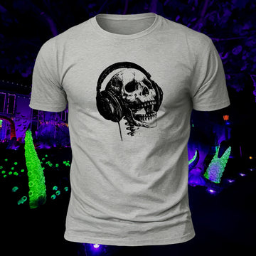DTG Premium Cotton Headphone Skull Printed T-Shirt