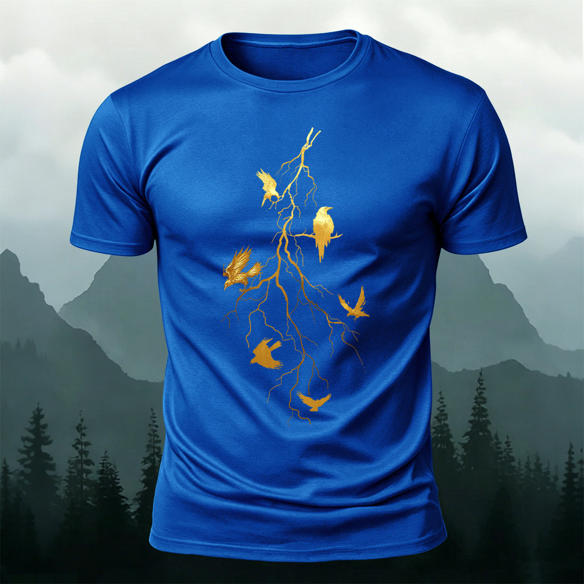 Dead Branches and Crows Print Casual 100% Cotton T-Shirt