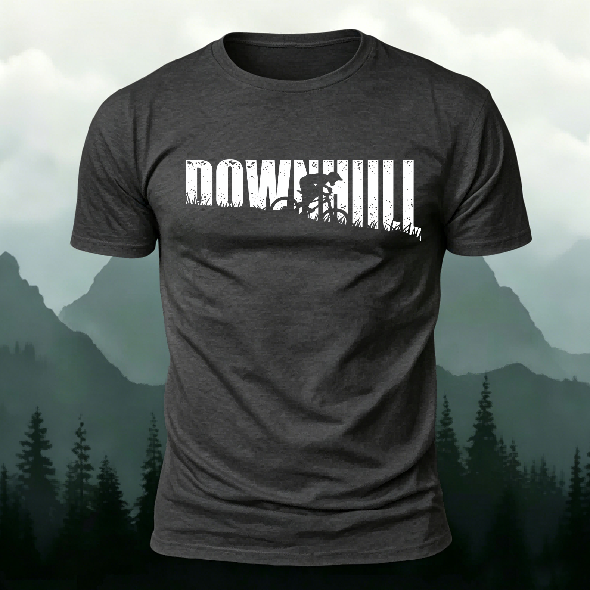 Minimalist Cycling Print Breathable Material Casual T-Shirt Army Green