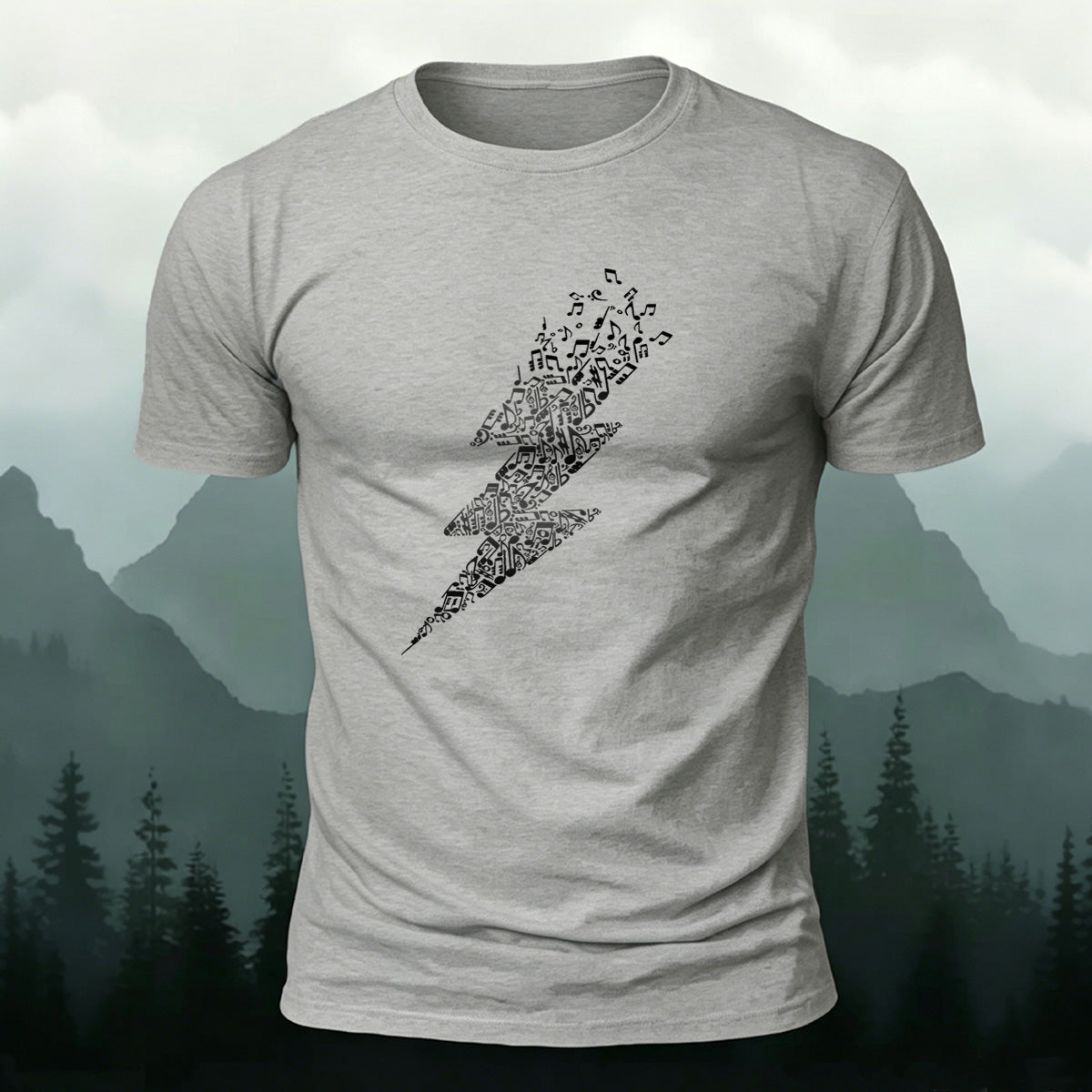 Music Lightning Pattern Fashionable Soft-touch Feel T-shirt