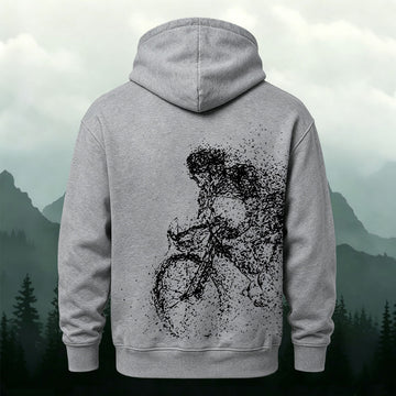 Cycling Pattern Mountain-Style Print Versatile Hoodie