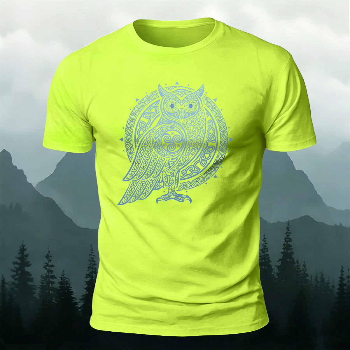 Owl Silhouette Mythical Print Casual Cotton T-Shirt