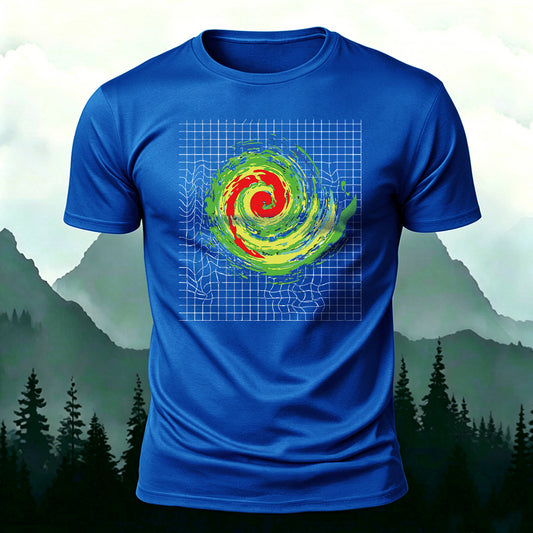 Soft Cotton Radar Storm Spiral Print Casual T‑Shirt