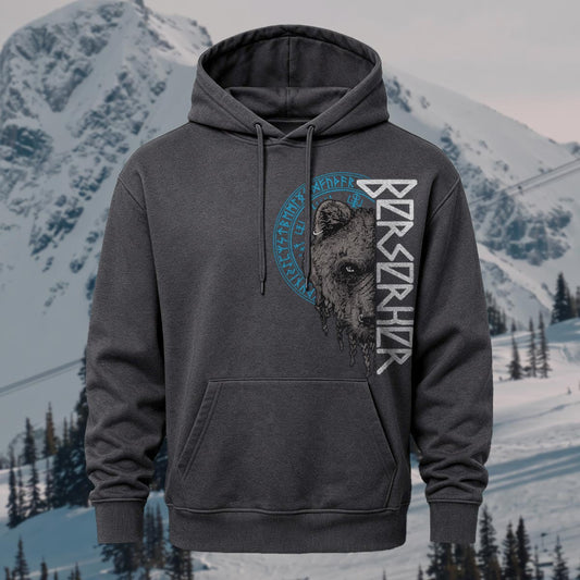 Viking Bear Totem Printed Hoodie Sweatshirt