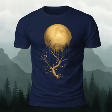 DTG Golden Moon Tree Printed T-Shirt