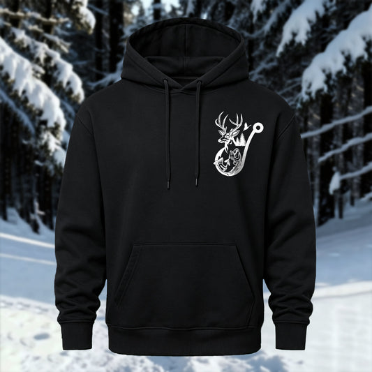 Reindeer Fish Hook Printed Hoodie Sweatshirt