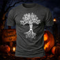Soft Cotton Skeleton Tree & Roots Halloween Casual T‑Shirt