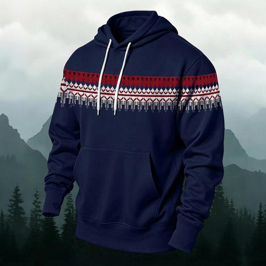 Nordic Fair Isle Geometric Pattern Print Versatile Hoodie