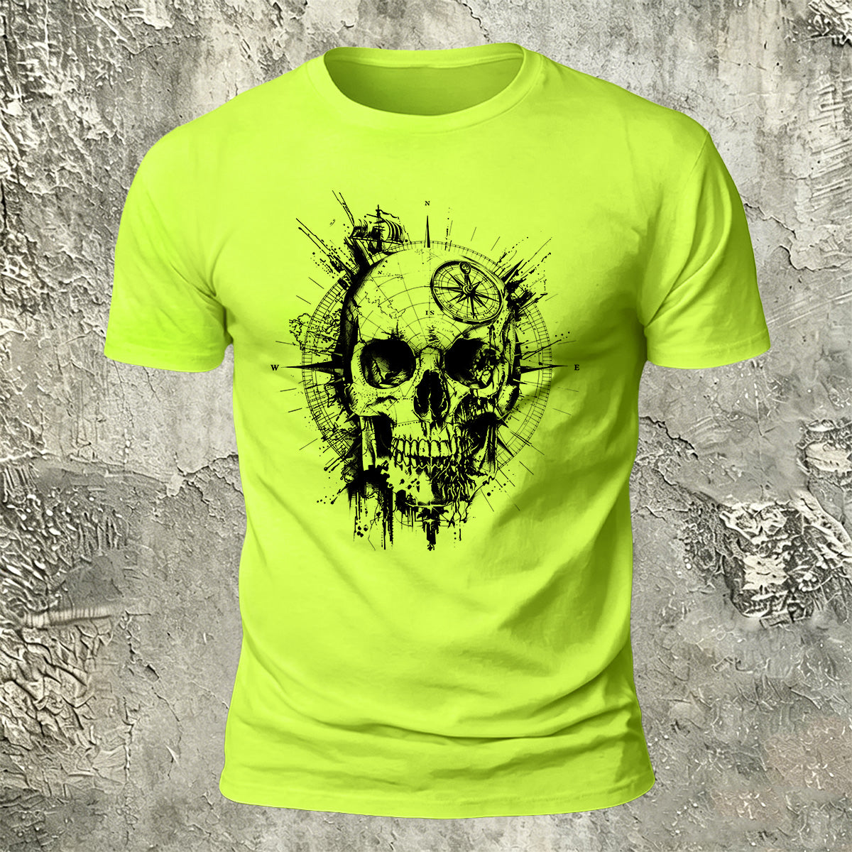 Nautical Compass Skull Retro Casual Breathable Tee