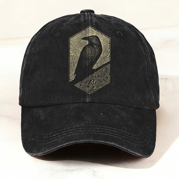 Bird Totem Print Washed Baseball Cap