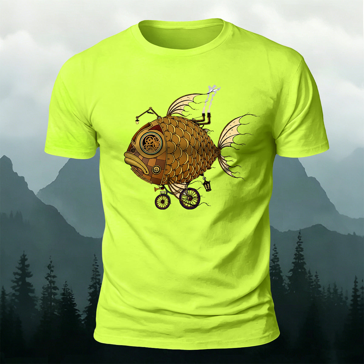 Clownfish Submarine Print Casual Cotton T-Shirt