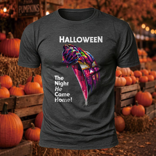 Halloween The Night He Came Home Printed Short Sleeve T-Shirt