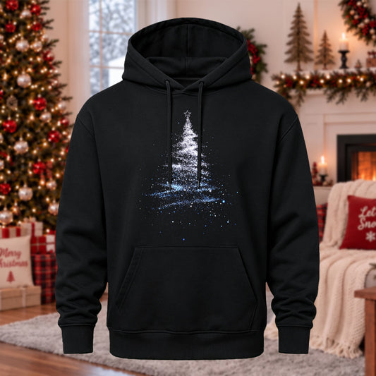 DTG Glitter Christmas Tree Printed Casual Hoodie Sweatershirt