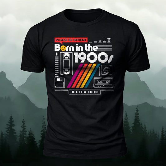Combed Cotton 90s Nostalgia-Print Casual T-Shirt