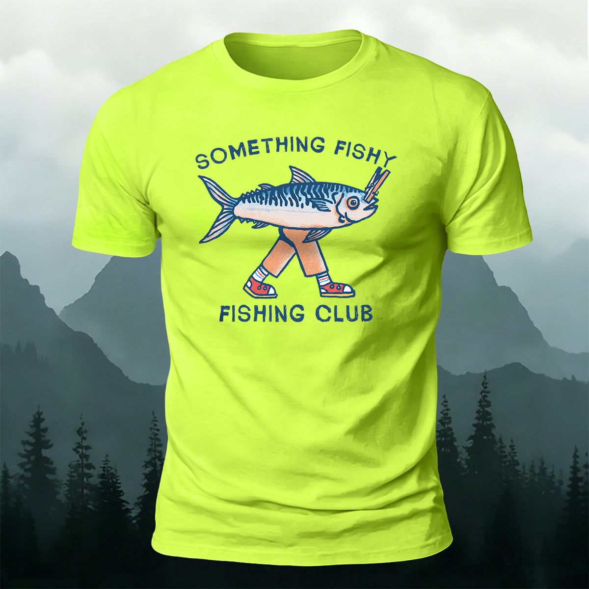 Fishing Club Printed Casual Versatile Cotton T-Shirt