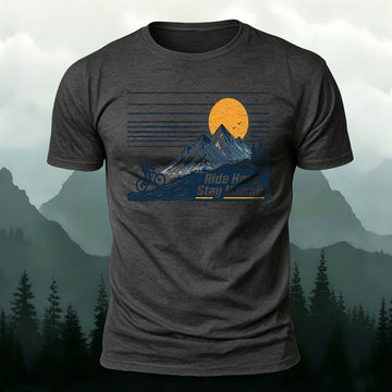 Combed Cotton Ride Hard, Stay Humble Printed Casual Tee
