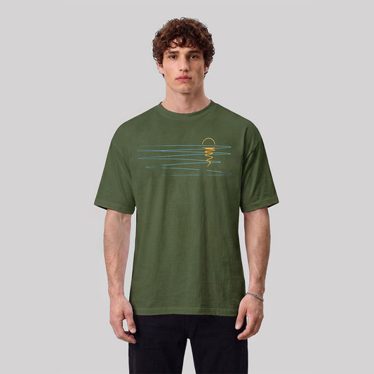Sunset Line Pattern Minimalist Skin-friendly Casual T-Shirt