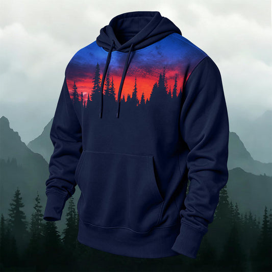 Cotton-Blend Forest Reflections Printed Hoodie