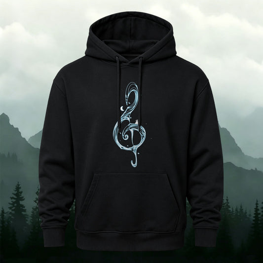 Cotton-Blend Music Note Print Versatile Hoodie