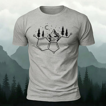 Premium Cotton Molecular Landscape Print Casual T‑Shirt
