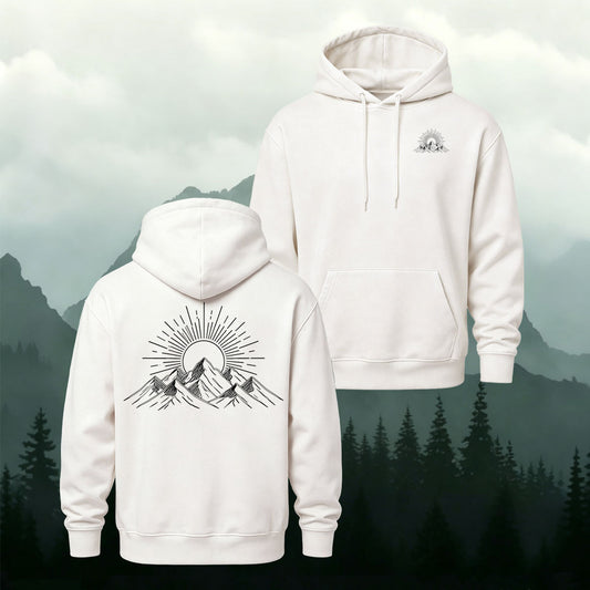 Cotton-Blend Forest Sunrise Print Casual Hoodie