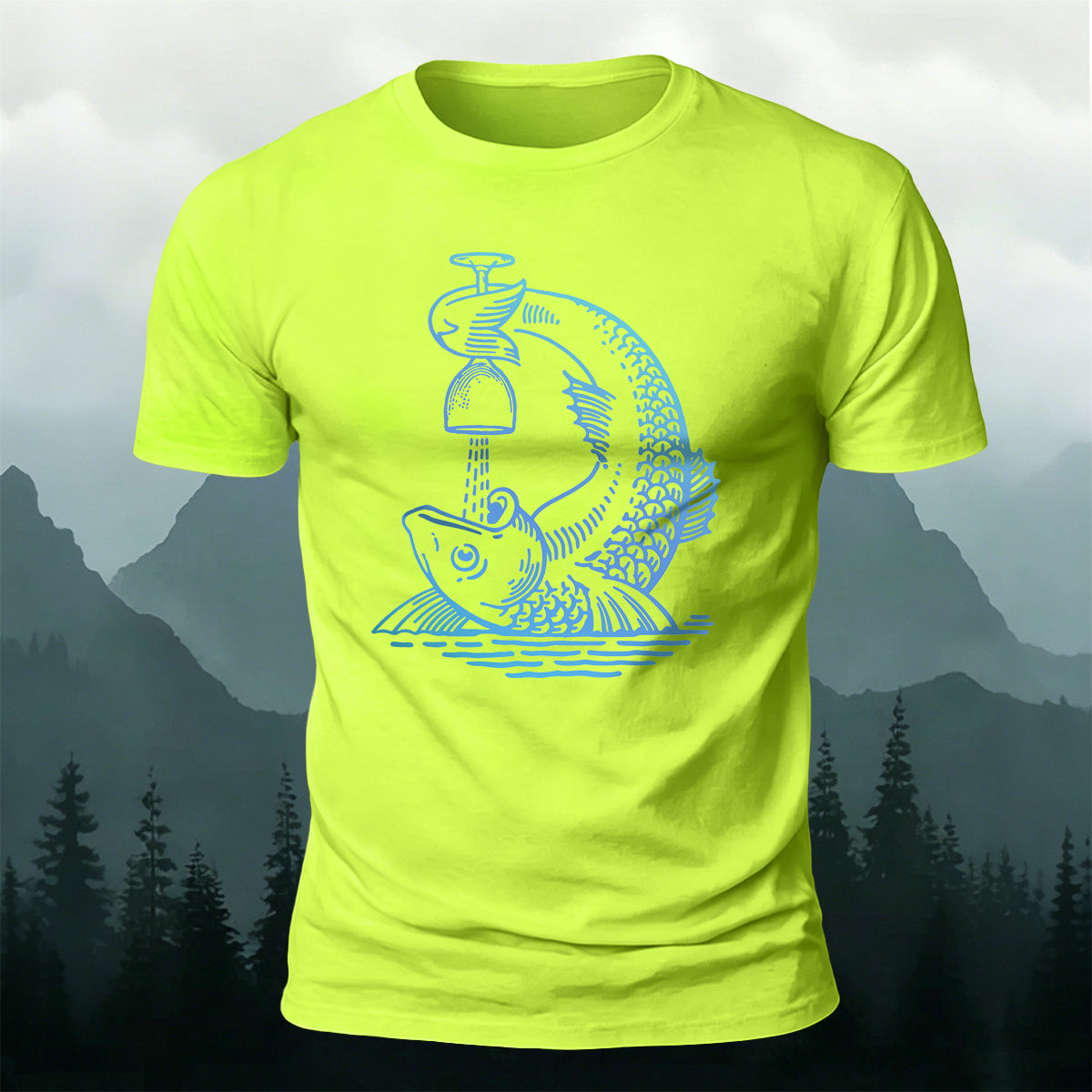 Fish Drunk Printed Casual Cotton Versatile T-Shirt