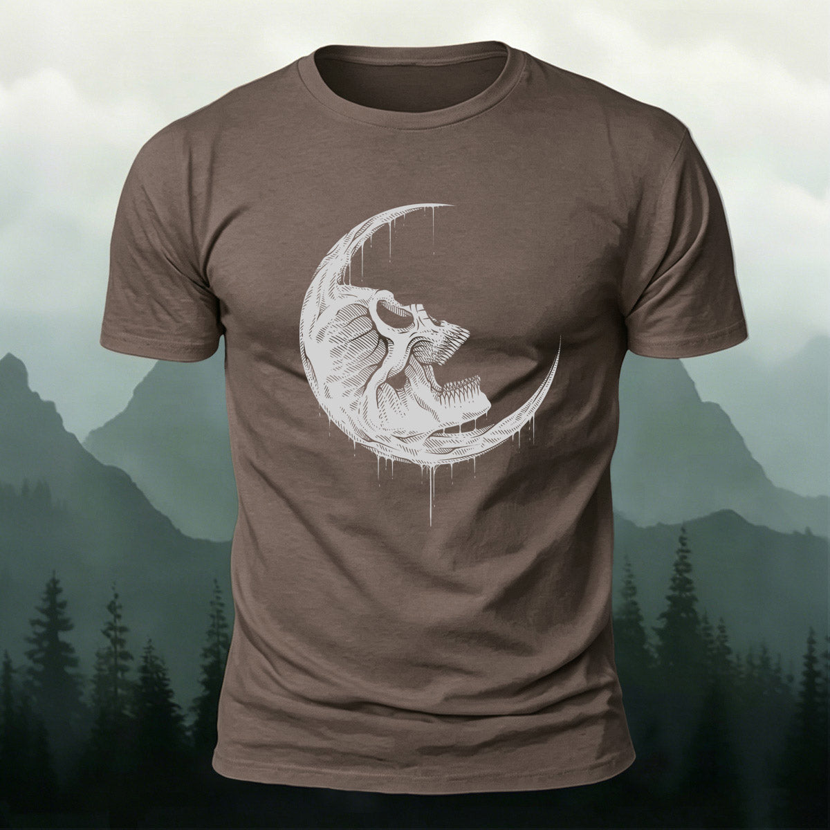 Skull Moon Graphic Trend Premium Cotton T-Shirt Co