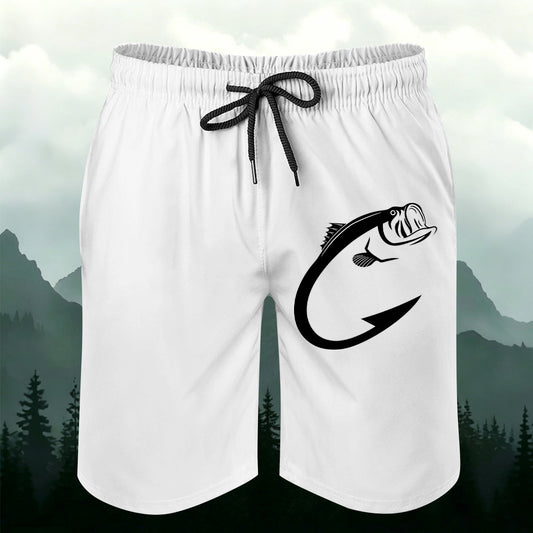 Simple Fishing-Inspired Details Men's Casual Shorts White