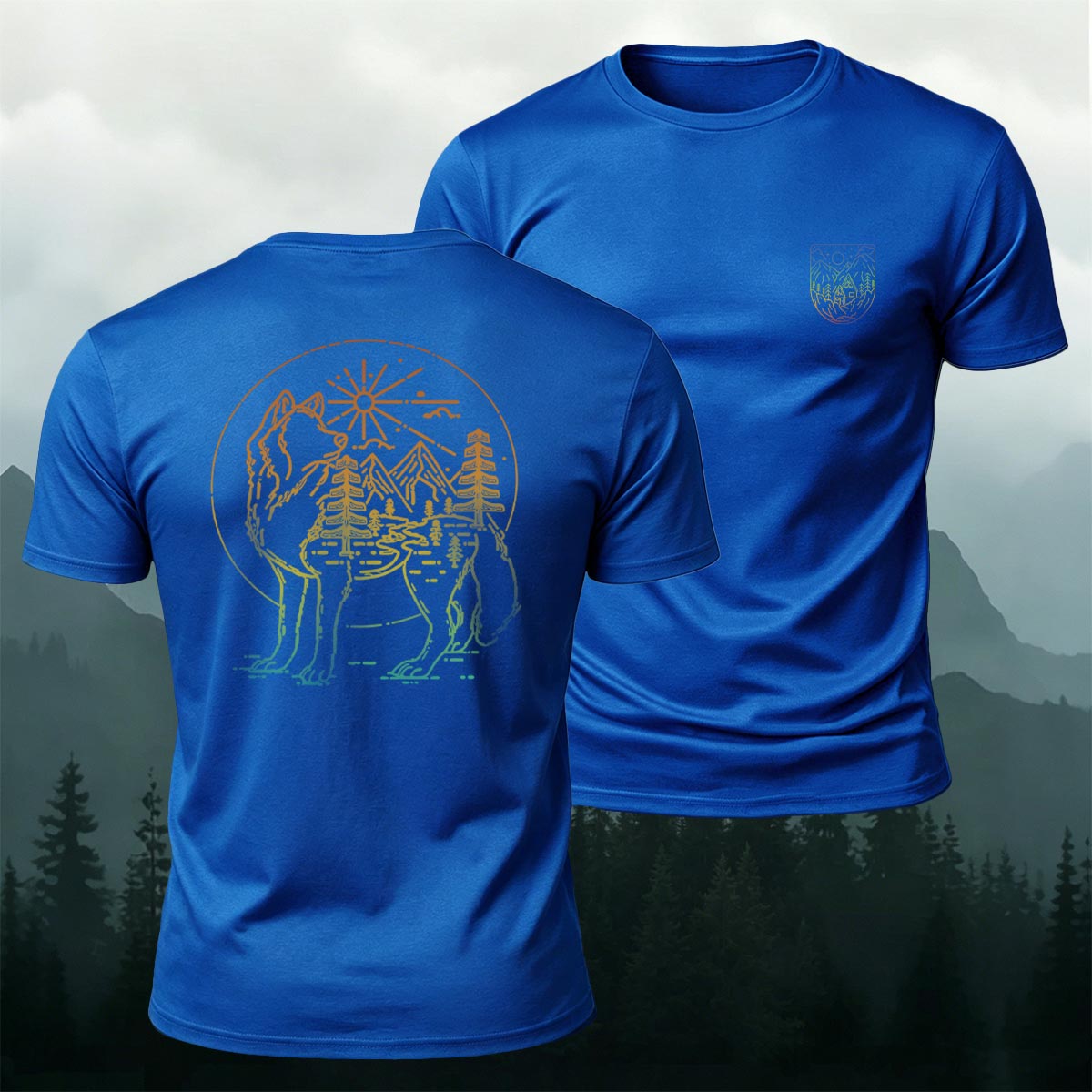 Wolf Forest Nature Art Premium Cotton T-Shirt