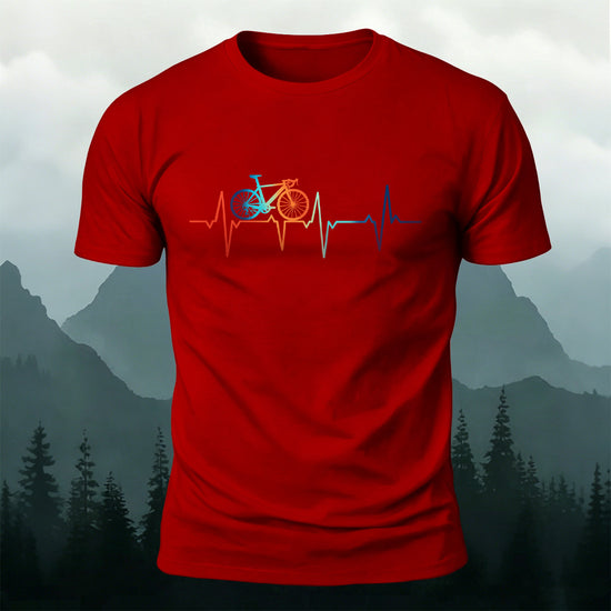 Bicycle Color Print Natural Soft-touch Feel T-Shirt Red