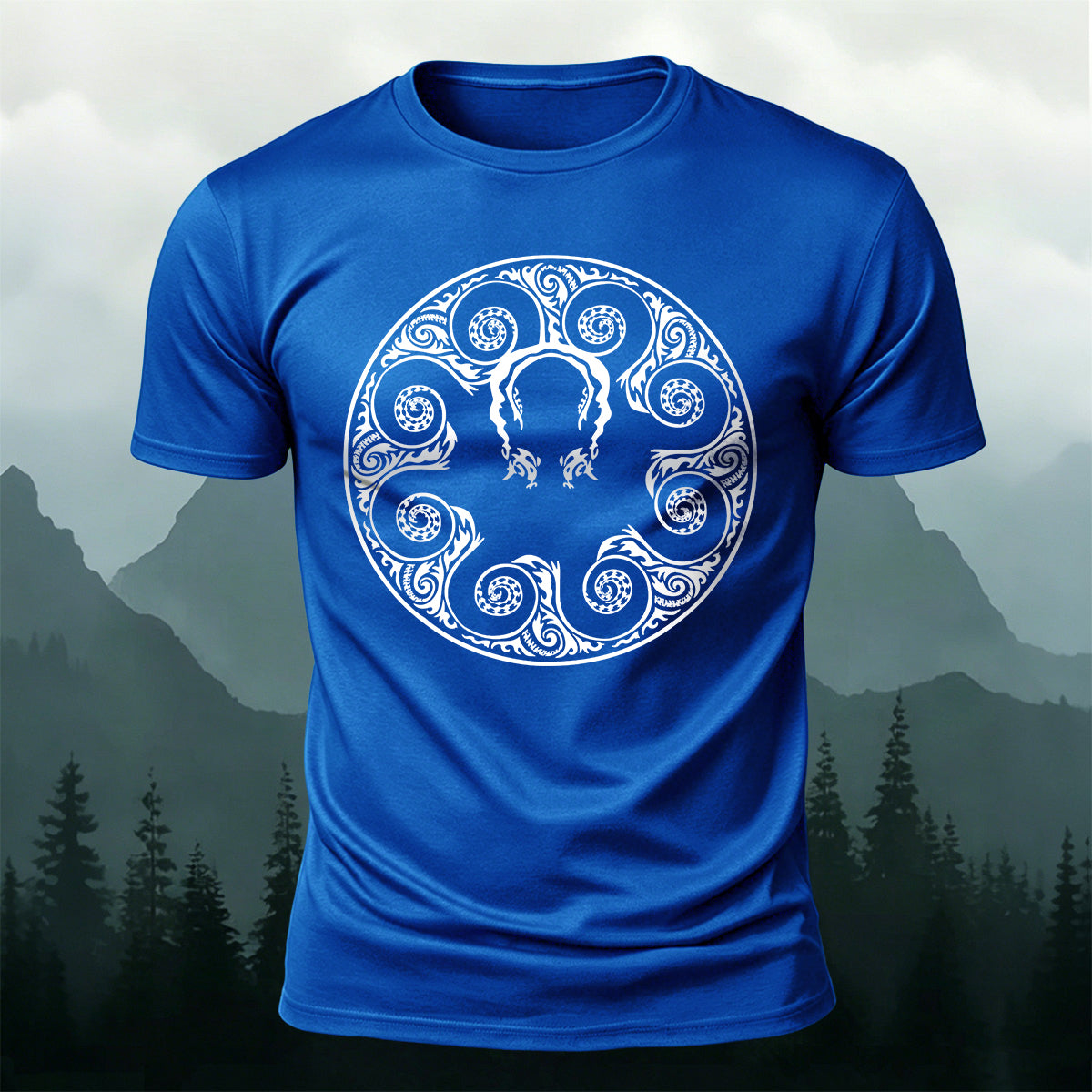 Octopus Openwork Round-Neck Printed Outdoor Cotton T-Shirt