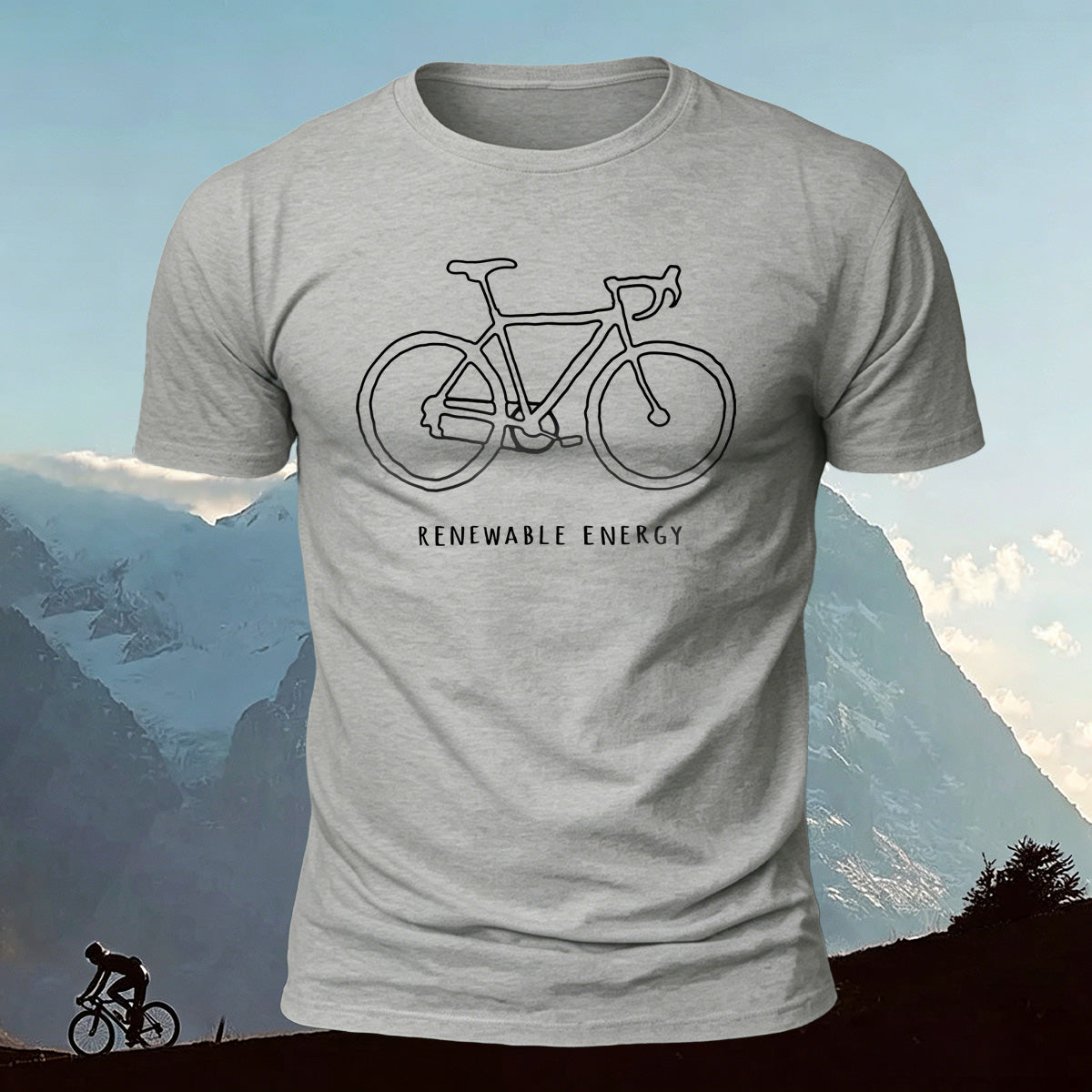 Bicycle Print Pattern Combed Cotton Comfort T-shirt Grey