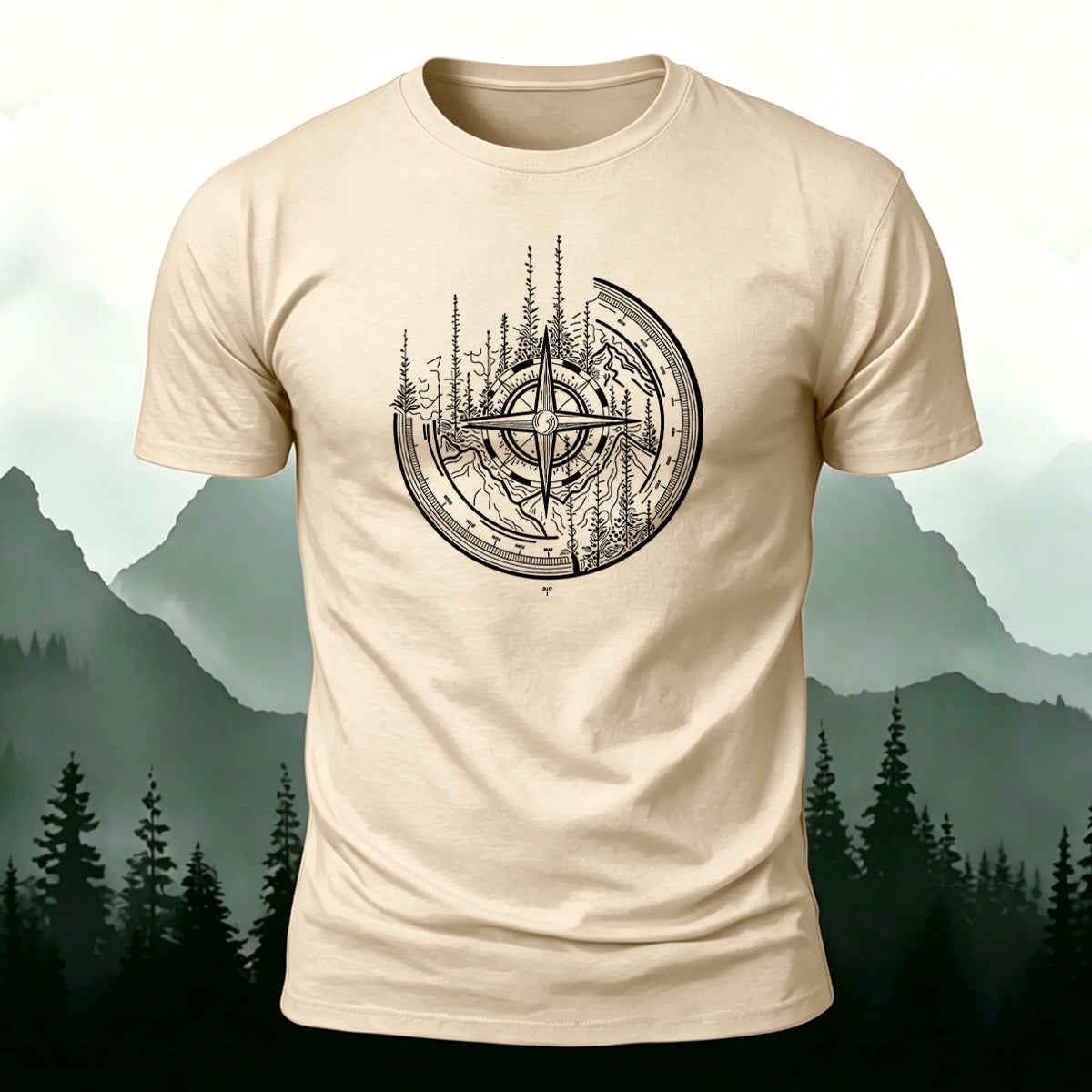 Design-style Pattern Outdoor Trendy Premium Cotton Tee Beige