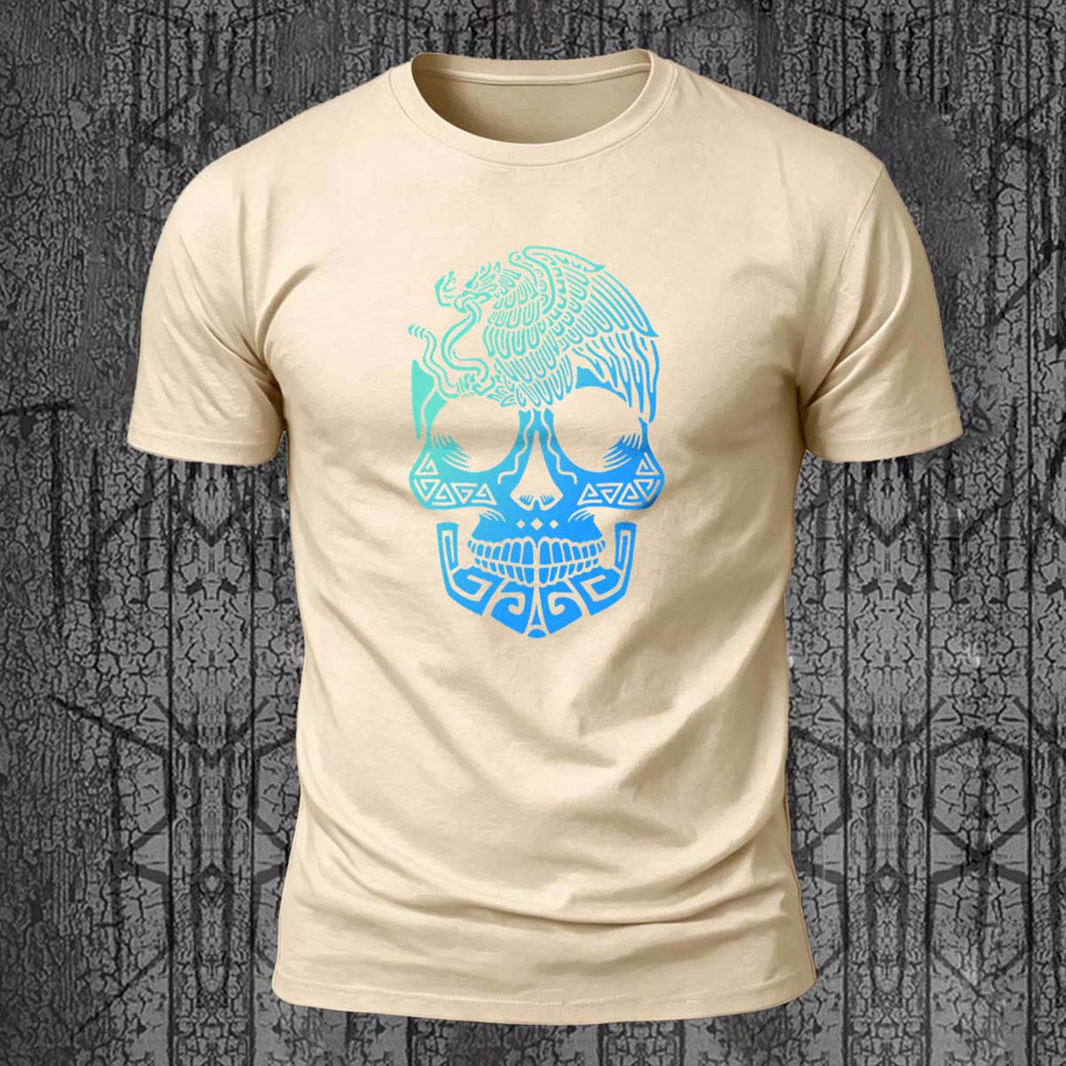 Skull Totem Print Street Fashion 100% Cotton T-Shirt