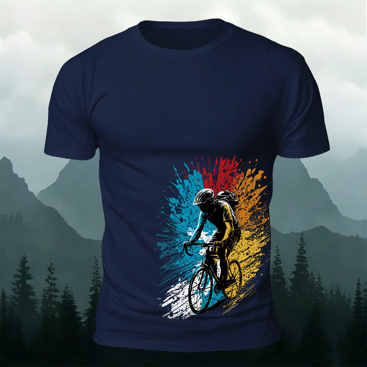 Painted Cycling Print Outdoor Breathable T-Shirt