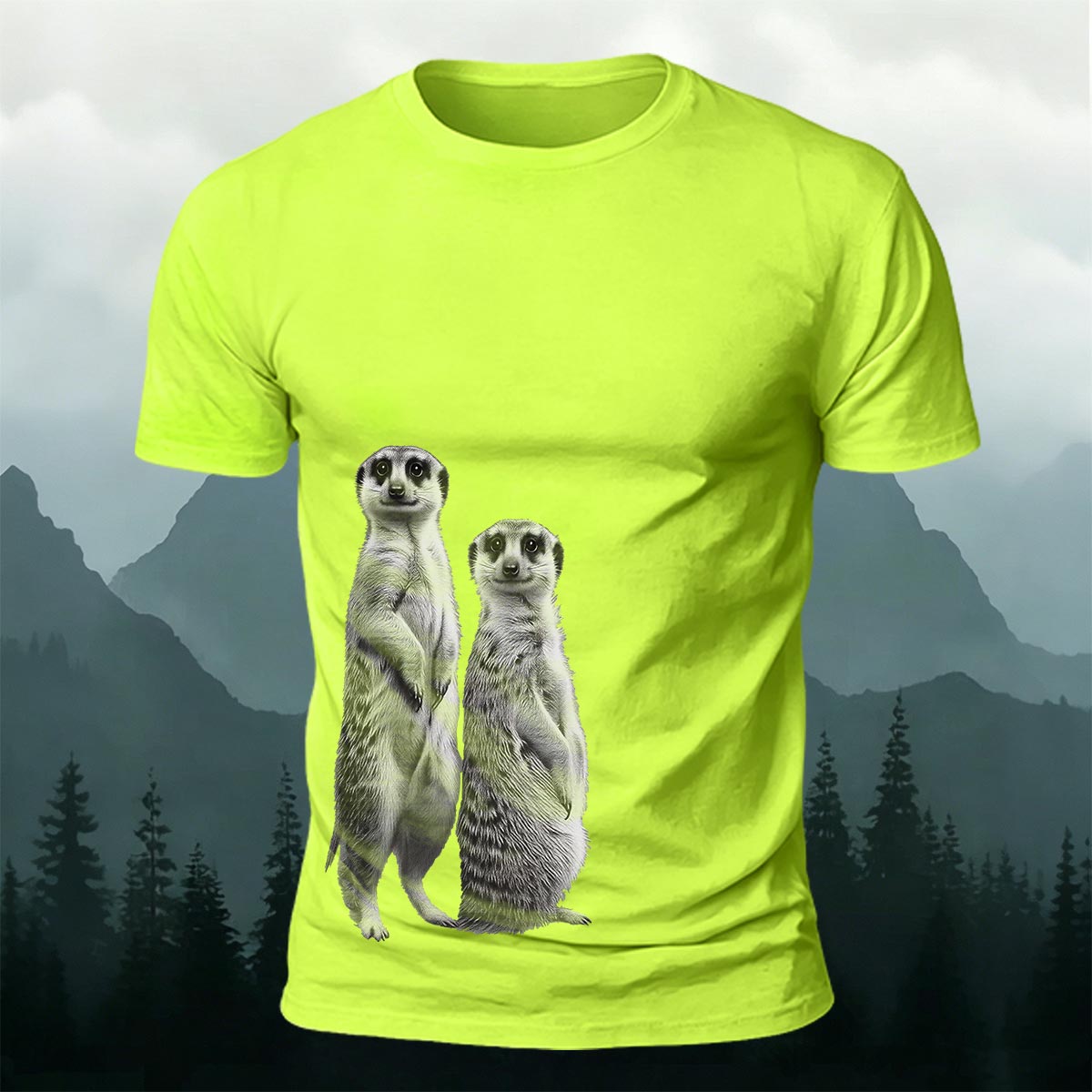 Cute Meerkat Print Cotton Casual T-Shirt
