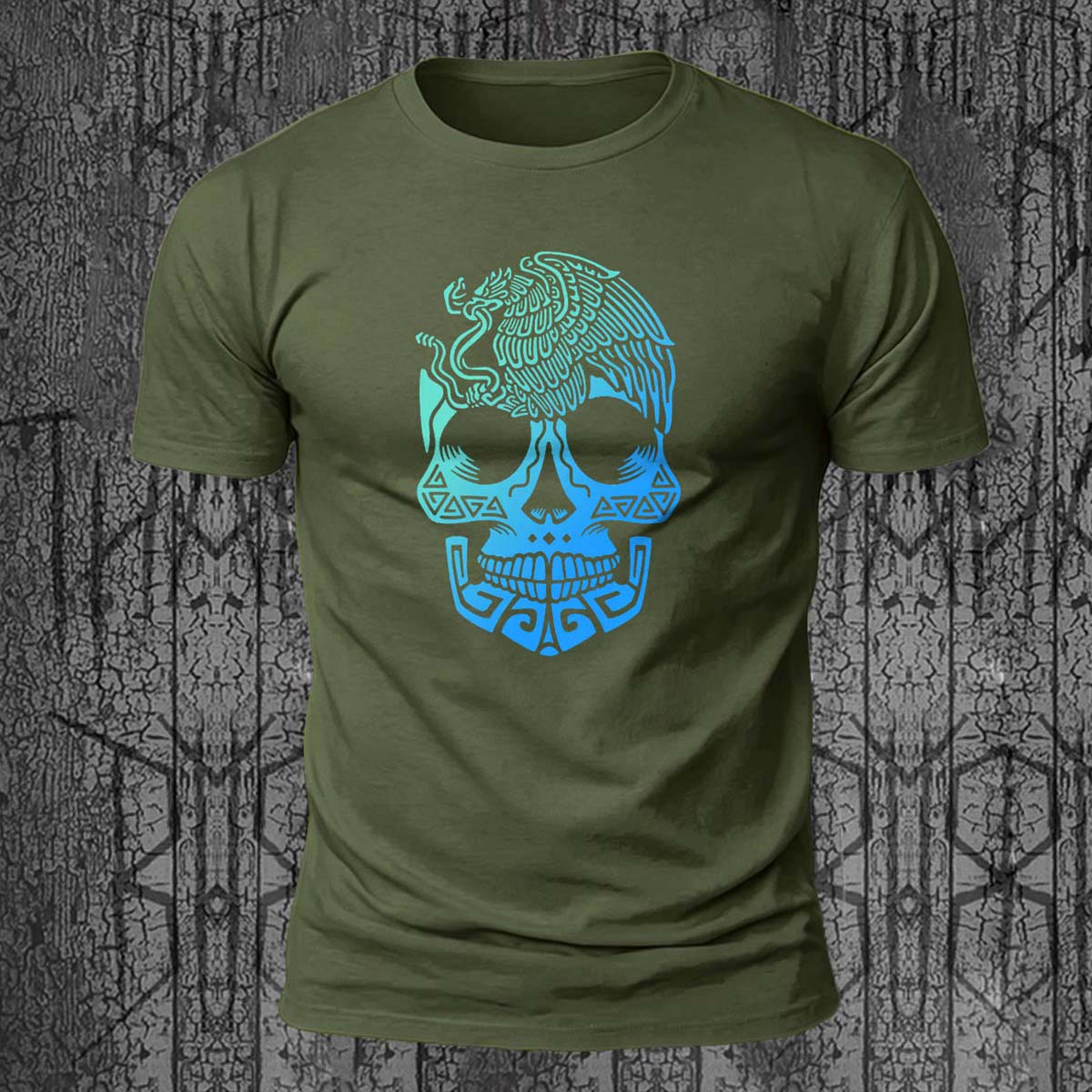 Skull Totem Print Street Fashion 100% Cotton T-Shirt