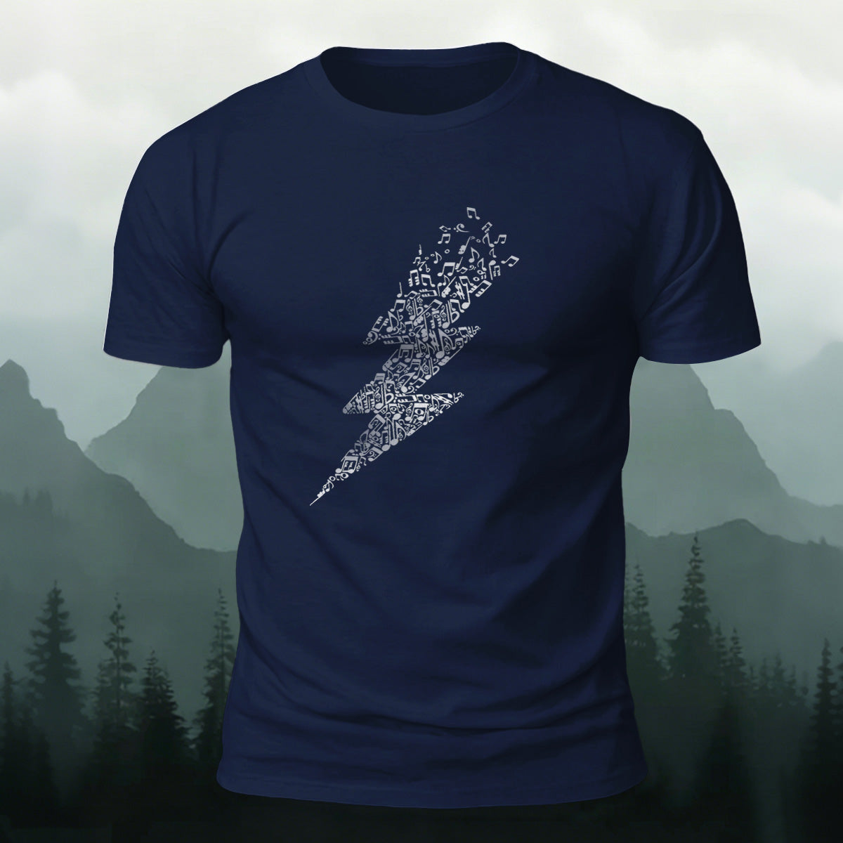 Music Lightning Pattern Fashionable Soft-touch Feel T-shirt