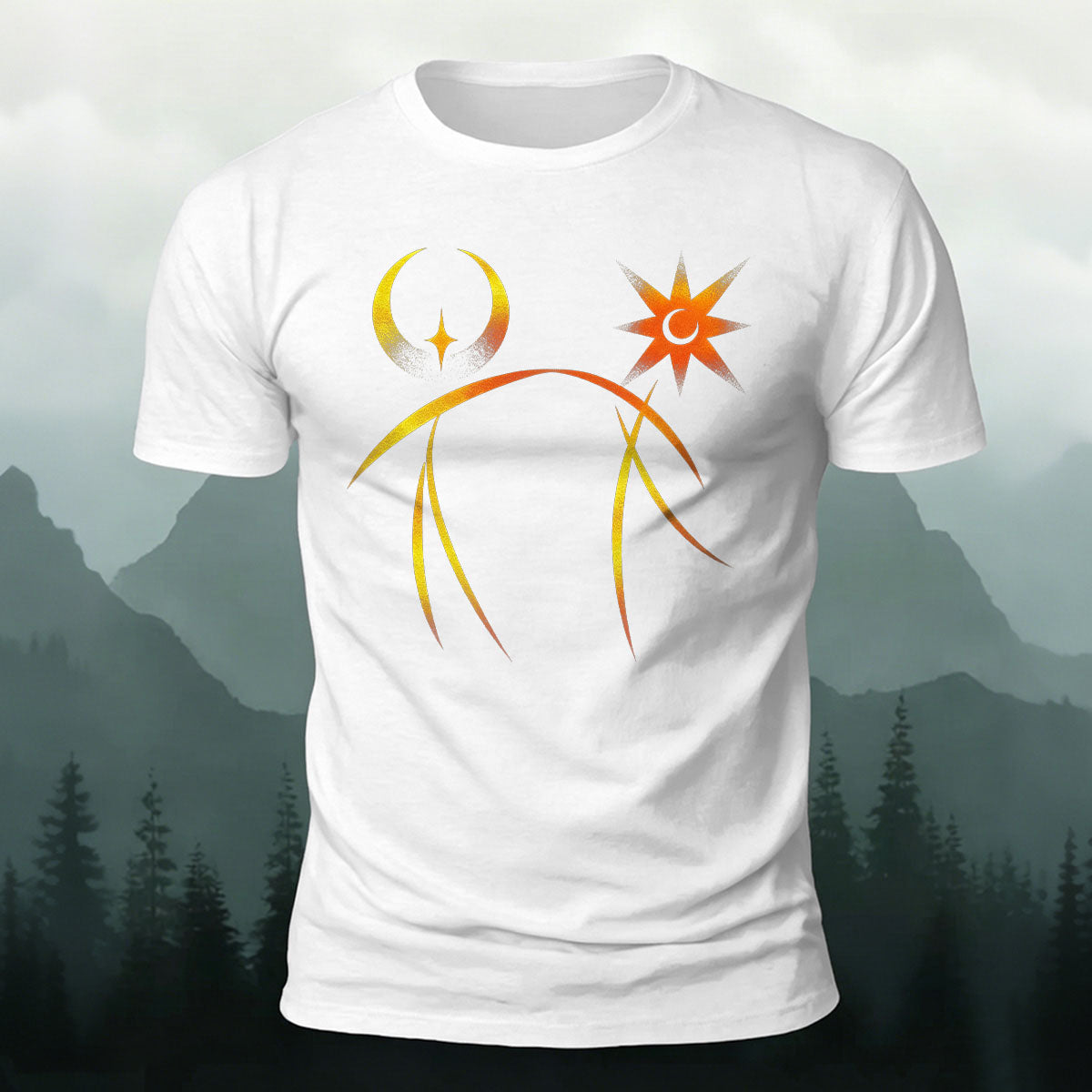 Line Sun Moon Fashion Casual Breathable T-Shirt