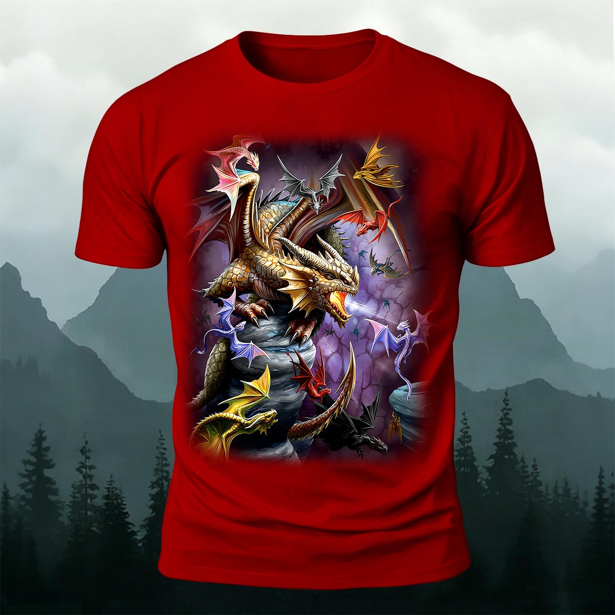 Western Dragon Fantasy Art Breathable Cotton T-Shirt